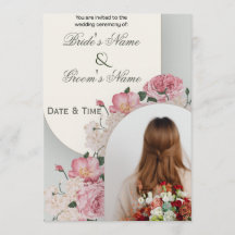 Invitación de boda con arco floral soñador y foto