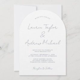 Invitación de boda con arco moderno romántico azul