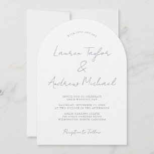 Invitación de boda con arco moderno romántico azul