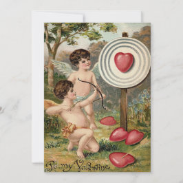 Invitación de boda con arco y flecha de corazón de