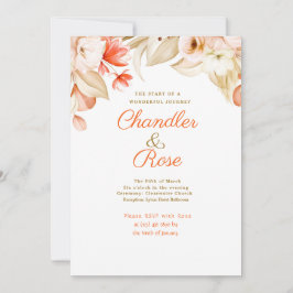 Invitación de Boda con Arreglo Floral Dorado