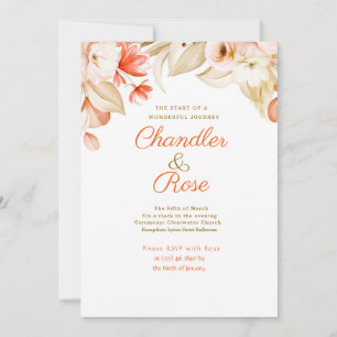 Invitación de Boda con Arreglo Floral Dorado