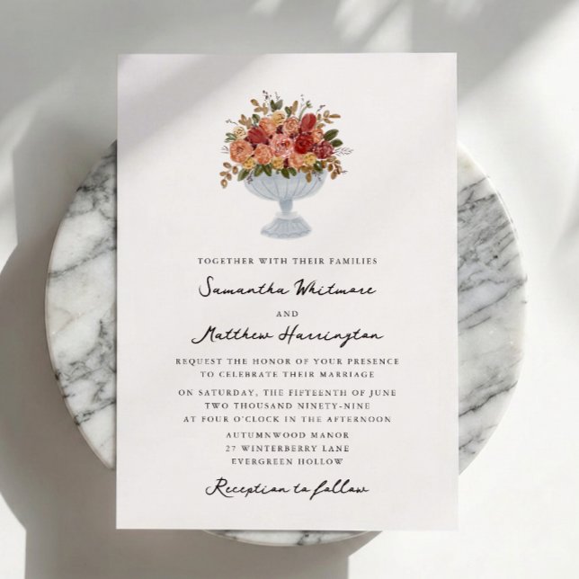 Invitación de Boda con Arreglo Floral Otoñal Capri (Subido por el creador)