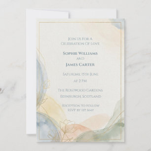 Invitación de boda con arte de línea de Cardo Azul