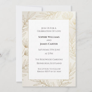 Invitación de boda con arte de línea de cardo púrp