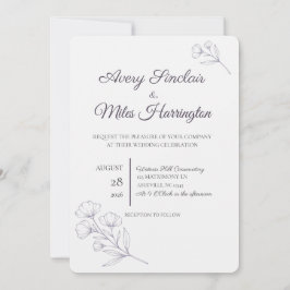 Invitación de boda con arte de línea de escritura