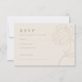 Invitación de boda con arte de línea de peonía dor