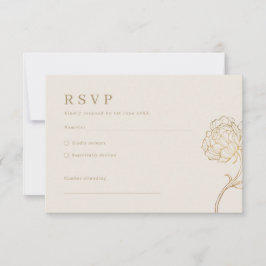 Invitación de boda con arte de línea de peonía dor