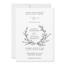 Invitación de Boda con Arte de Línea Floral Minima