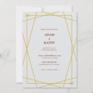 Invitación de boda con arte de línea geométrica do