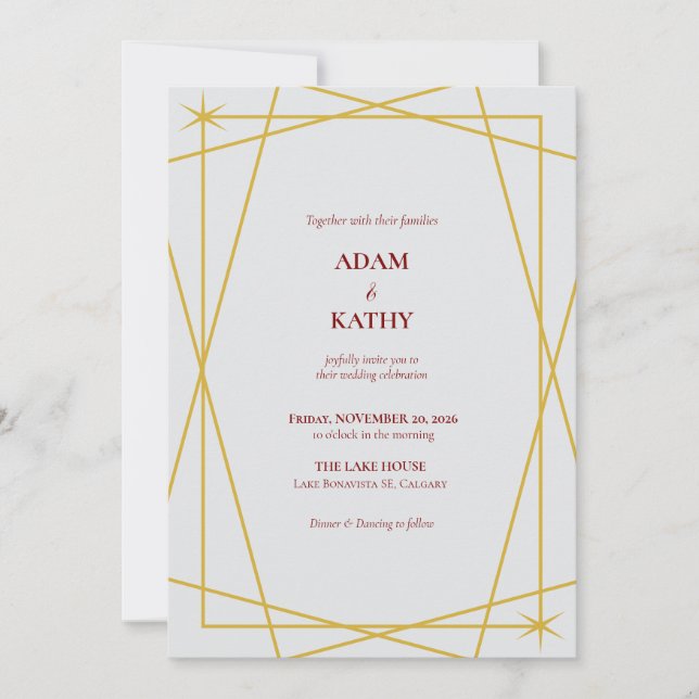 Invitación de boda con arte de línea geométrica do (Anverso)