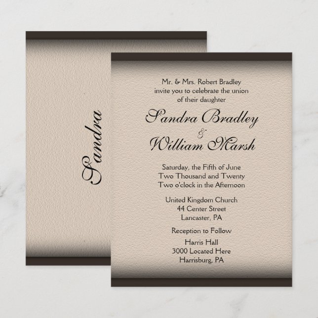 Invitación de boda con aspecto de cuero (Anverso / Reverso)