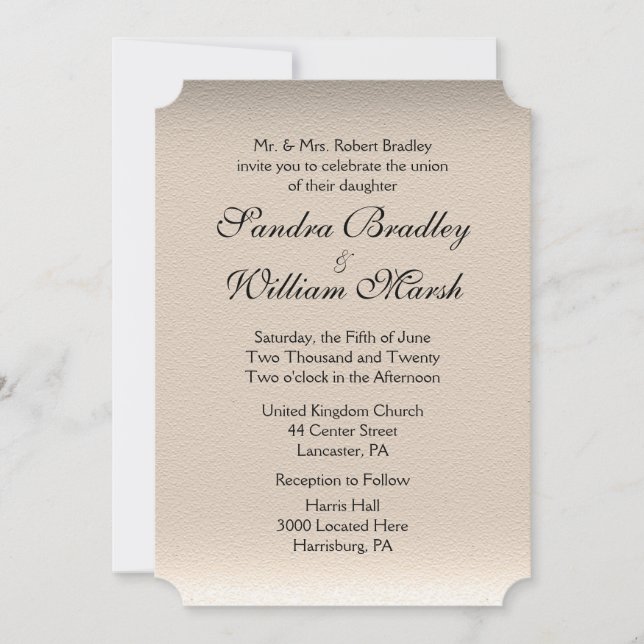 Invitación de Boda con Aspecto de Cuero (Anverso)