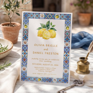 Invitación de boda con azulejo de limón de la Cost