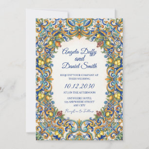 Invitación de boda con azulejo de mayólica sicilia