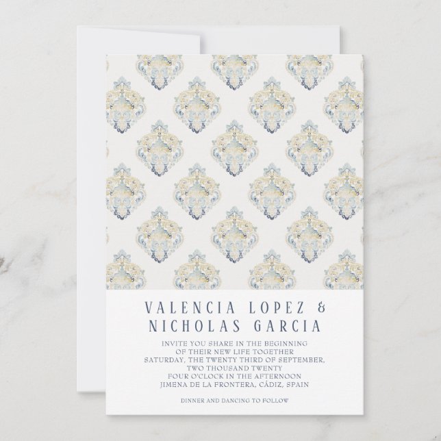 Invitación de boda con azulejo español (Anverso)