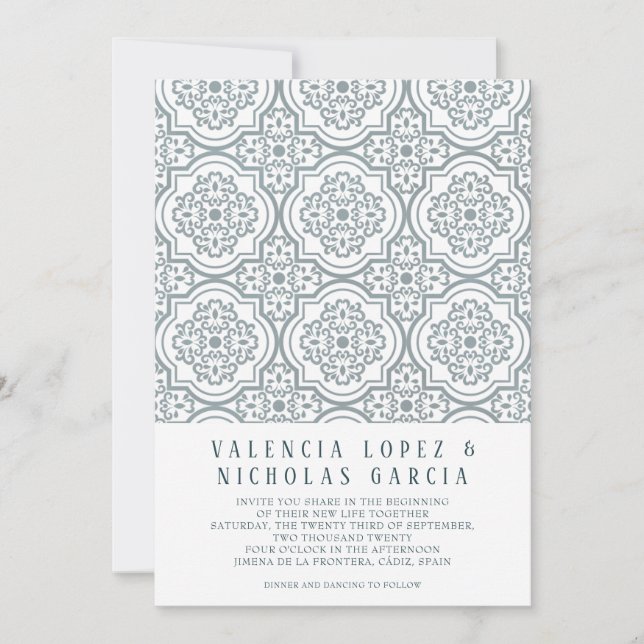 Invitación de boda con azulejos españoles (Anverso)