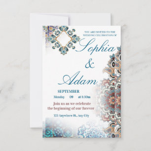 Invitación de boda con azulejos marroquíes elegant