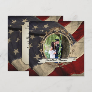 Invitación de Boda con Bandera Americana y Fotogra