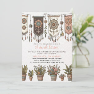 Invitación de boda con banderines boho