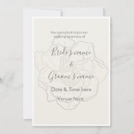 Invitación de boda con boceto floral minimalista