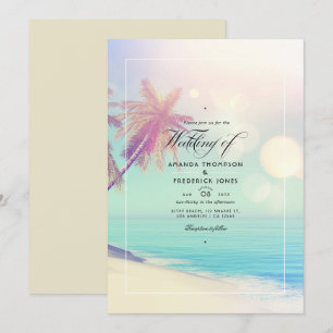 Invitación de Boda con Bokeh de Playa de Verano