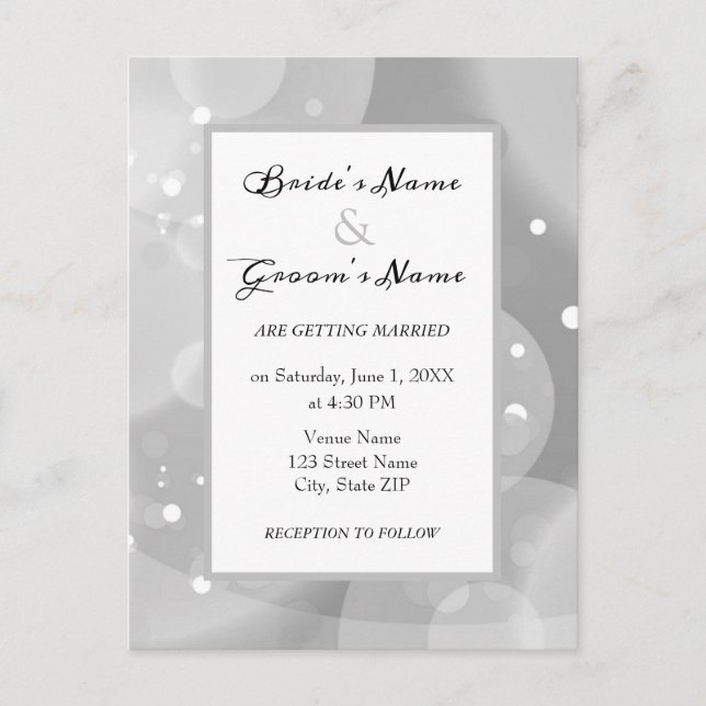 Invitación de boda con bokeh monocromático (Anverso)