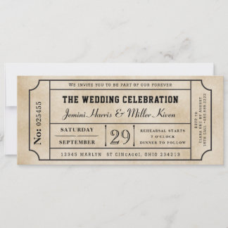 Invitación de Boda con Boleto Antiguo