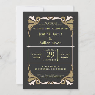 Invitación de Boda con Boleto Vintage