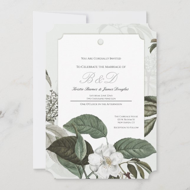 Invitación de boda con borde arqueado de jardín de (Anverso)