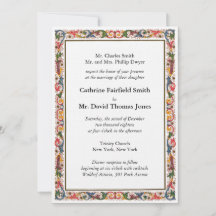 Invitación de boda con borde de flores italiano an