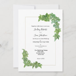 Invitación de boda con borde de hiedra acuarela