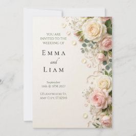 Invitación de boda con borde de jardín de rosas so