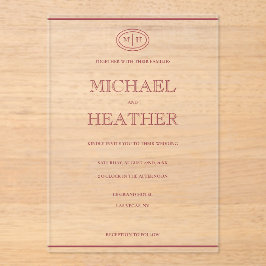 Invitación de boda con borde de línea minimalista