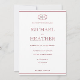 Invitación de boda con borde de línea minimalista