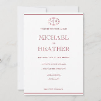 Invitación de boda con borde de línea minimalista