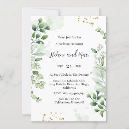 Invitación de boda con borde de vegetación clásico