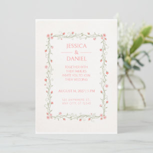 Invitación de boda con borde de viña rectangular R