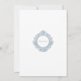 Invitación de boda con borde floral azul polvorien