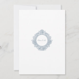 Invitación de boda con borde floral azul polvorien