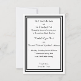Invitación de boda con borde negro doble -3x5