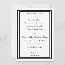 Invitación de boda con borde negro doble - 5x7