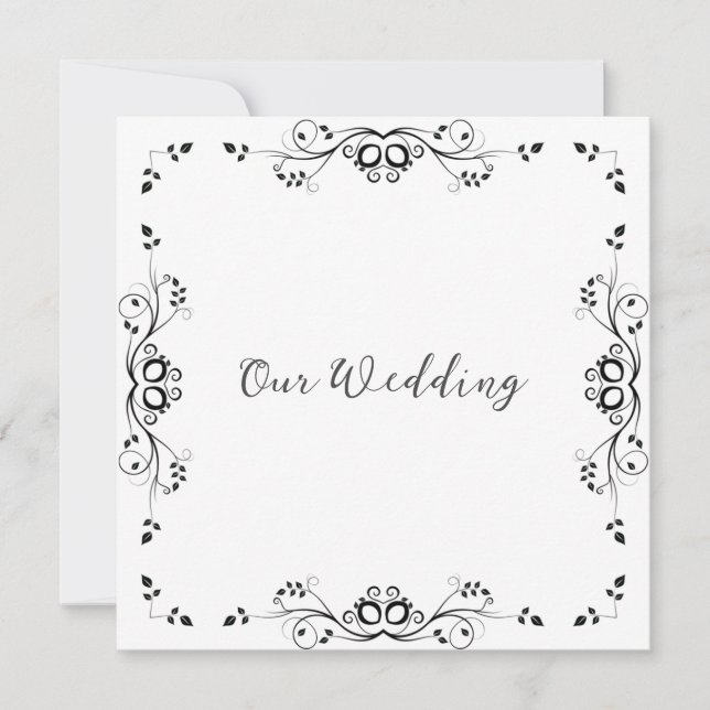 Invitación de boda con borde negro elegante (Anverso)