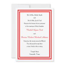 Invitación de boda con borde rojo doble de 5x7
