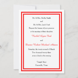 Invitación de boda con borde rojo doble de 5x7