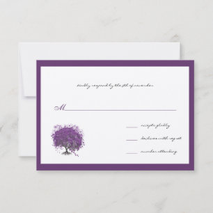 Invitación de boda con bordes de árbol de hoja de