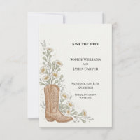 Invitación de boda con bota de vaquero occidental