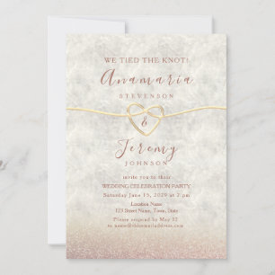 Invitación de boda con brillo de oro rosa