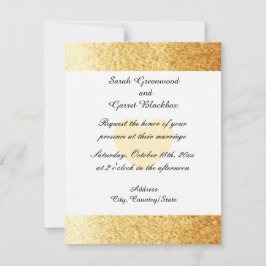Invitación de boda con brillo dorado falso