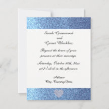 Invitación de boda con brillo falso azul soñador